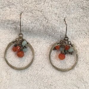 Sterling & semi-precious hoop earrings